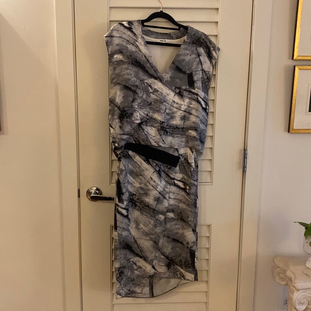 Helmet Lang Marble Pattern Asymmetrical Dress- Size 0